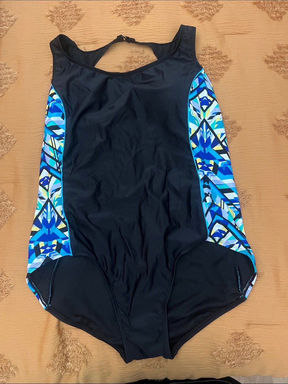 Catalina Black One-Piece Swimsuit with Blue Geo Panels